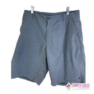 Freeworld Men Sz 30 Stretch Hybrid Board Shorts Casual Heather Blue‎ Flat Front